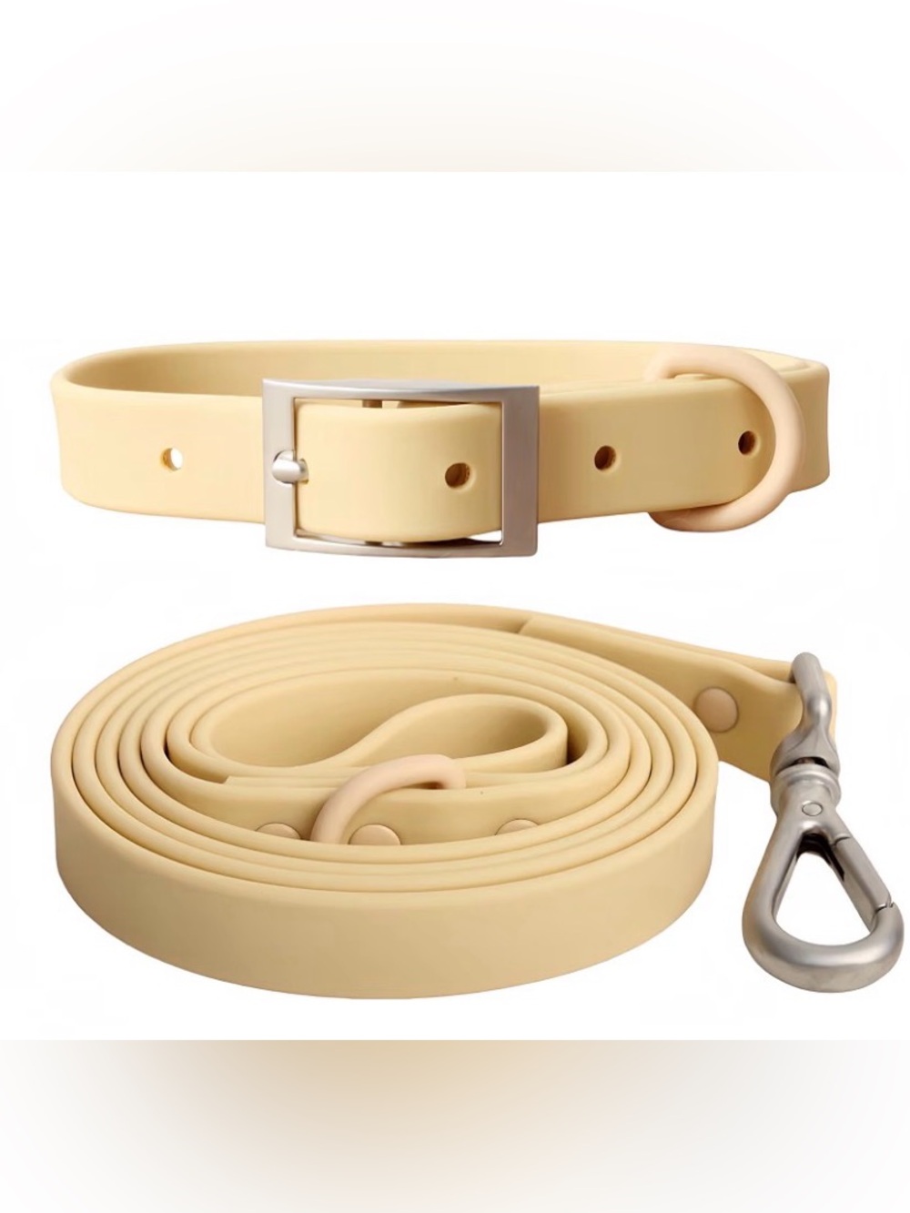 Socowvaka Beige Waterproof Dog Leash & Collar Set